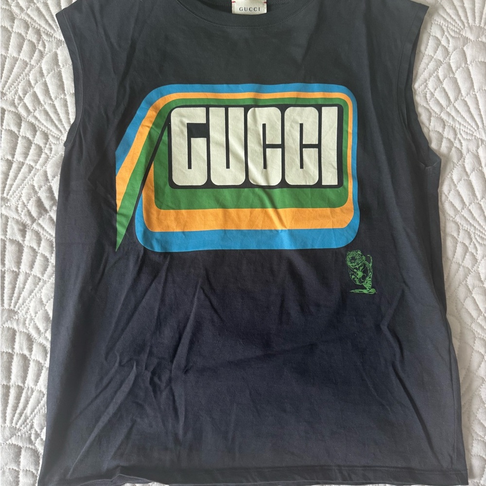 Gucci Washed Black T-Shirt with Logo Tag